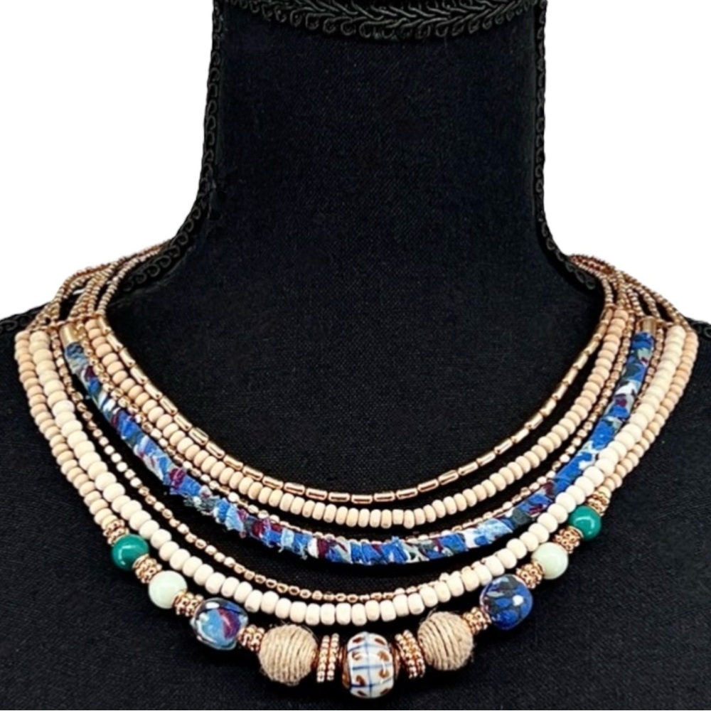 Astral Charlie Paige NWT The Cleopatra Necklace Metal Wood Beads Statement Piece